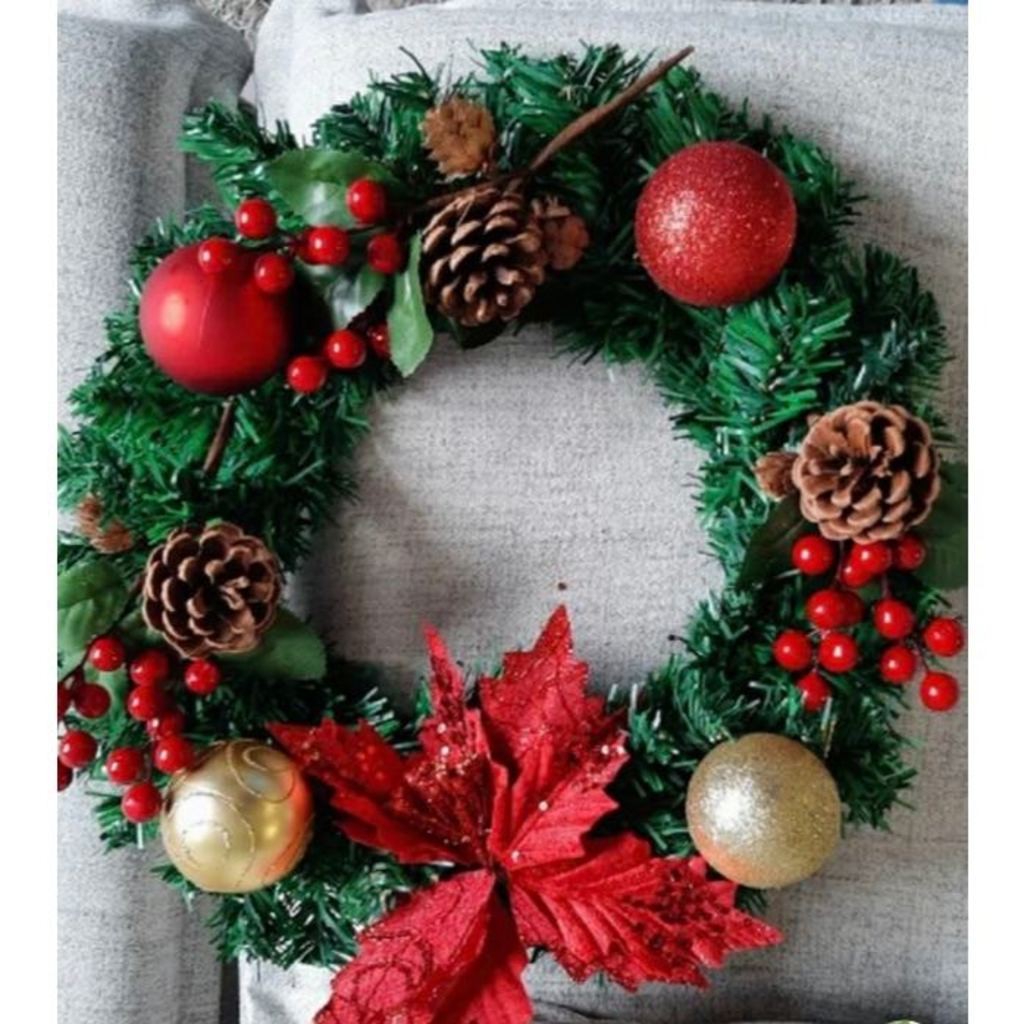 Guirlanda de Natal 40cm Crua Sem Enfeites Monte sua Decoração Natalina Fim de Ano - Decoração--6168