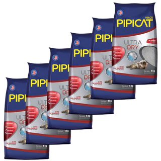 Kit 6 Areias Sanitárias Kelco Pipicat Ultra Dry 4Kg