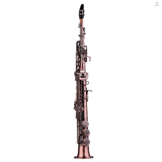 Saxofone Soprano Bb Reto De Latão Profissional , Instrumento De Sopro Banhado A Níquel , Padrão Esculpido Com Estojo , L