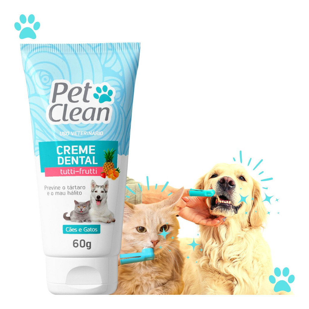 Pasta De Dente Cães Gato Gel Dental Pet Clean Tutifrutti 60g | Shopee ...