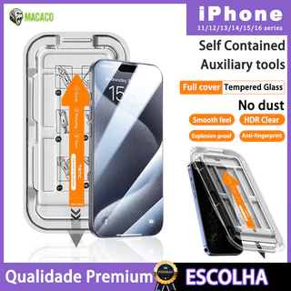 3 Unidades De Vidro Temperado HD iPhone 16 15 14 Plus 13 12 11 Pro XR X XS Max Protetor De Tela Sem Poeira Cheia
