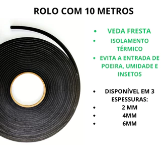 Fita Adesiva Vedação Frestas Porta Janela Anti Ruído Pó Insetos 10 metros