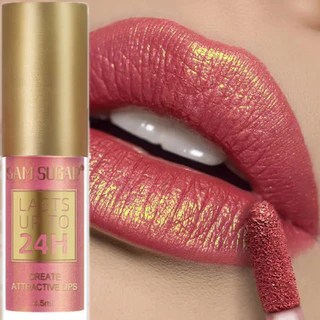 SAM SUGAR Glitter Metálico Lip Glaze Brilhante Lipgloss De Longa Duração Batom Líquido À Prova D'água Maquiagem Oil Tint em Oferta na Shopee