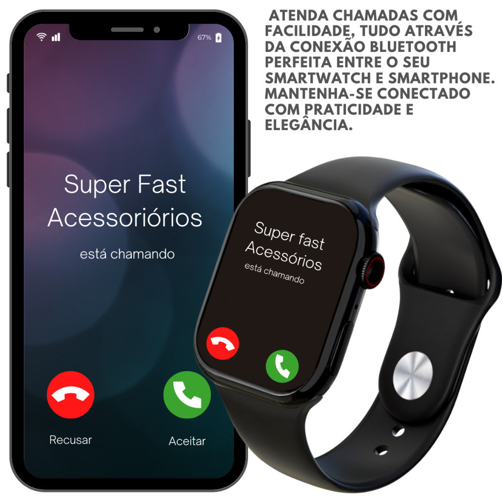 Imagem do produto Lançamento Smart Watch com Tela Infinita e Duas Pulseiras Estilo e Tecnologia Masculino e Feminino 4