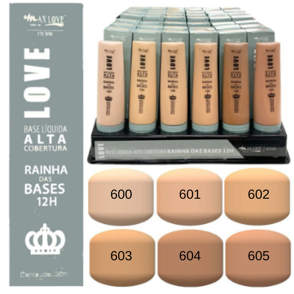 Base Líquida Alta Cobertura Rainha Das Bases 12H Max Love | Shopee Brasil