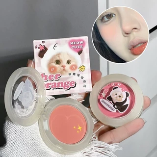 Herorange Cute Fun Fun Hakimi Monochrome Blush Cute Cat Tender Pink Eyeshadow Easy Makeup Eyeshadow Blush Caixa de maquiagem de uso duplo Série Menina