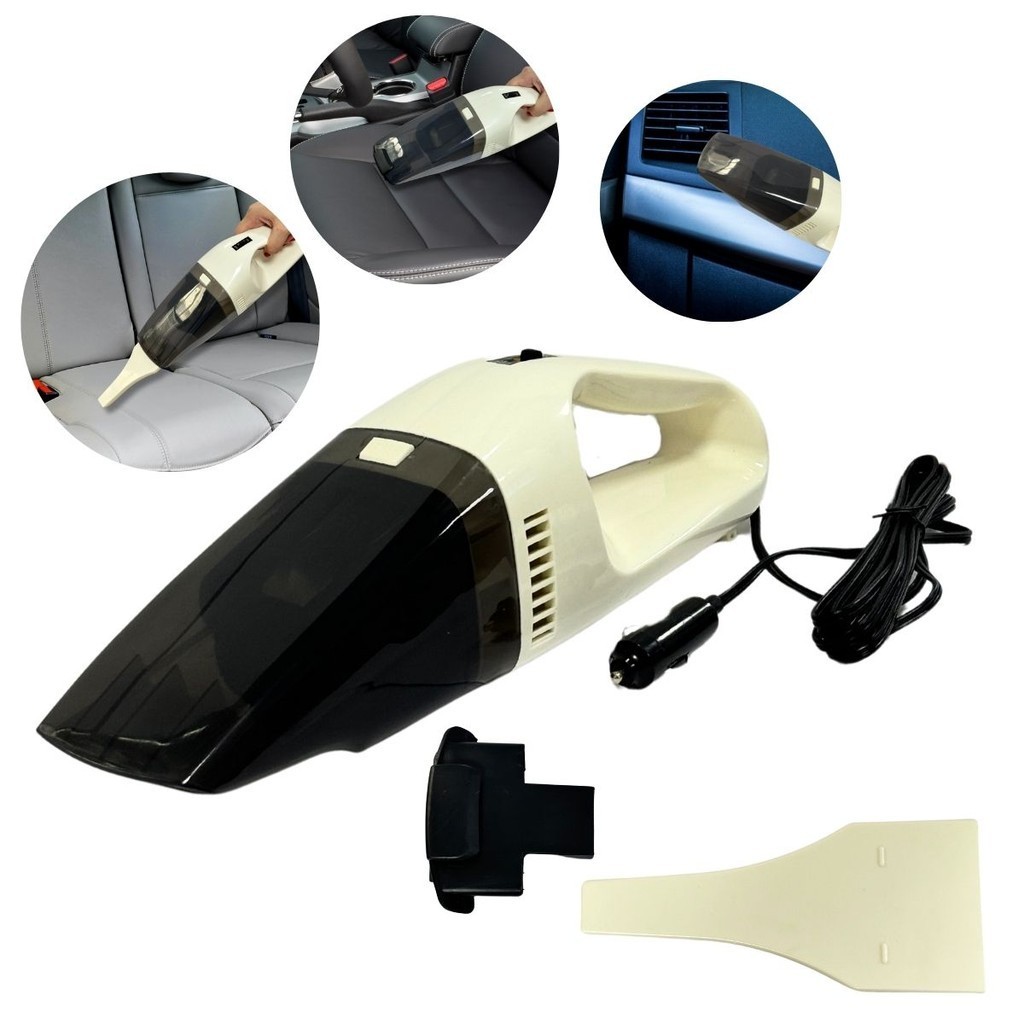 Aspirador De Pó Para Carro 12v 60w Com Acessórios De Sucção E Filtro E Cabo De 3 Metros