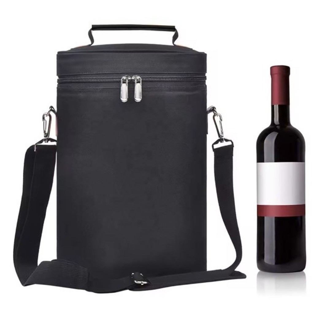 Bolsa Térmica Wine Bag Porta Vinho Garrafa Taça 2 ou 4 Divisórias ...