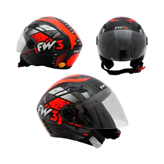 Capacete Moto Aberto X Open Speed Preto Com Vermelho Viseira Cristal Inmetro Tamanho 56 - FW3 em Oferta na Shopee