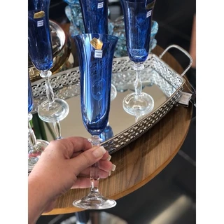 Unidade de taça champanhe Ângela cristal ecológ 190ml azul