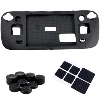 Kit Para Steam Deck Capa Case Protetora + 14 Acessórios Grip Silicone Console Botão Analógico Preto