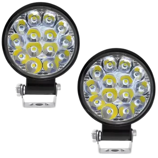 Par Farol De Milha Led Redondo 42w 12v/24v Pequeno Caminhão