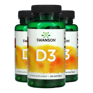 Kit 3x Suplemento Vitamina D3 5000 UI Swanson 250 Softgels/Made in Usa