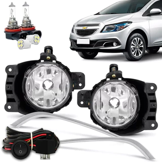 Kit Farol Milha Neblina Auxiliar Onix Prisma 2013 2014 2015 2016 Friso Cromado