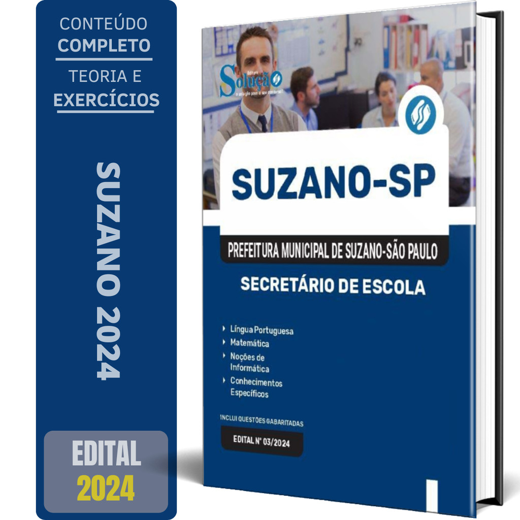 Apostila Prefeitura de Suzano SP 2024 - Secretário de Escola | Shopee ...