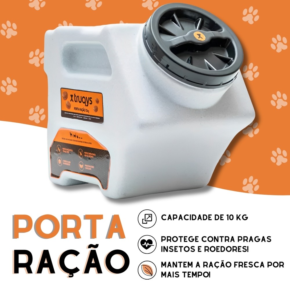 Dispenser Armazenador Porta Ração 10Kg/20Lts Truqys Pet | Shopee Brasil