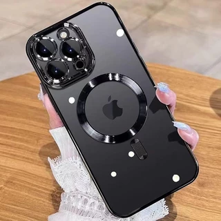 Capa Magnética De Luxo À Prova De Choque iPhone 15 14 13 12 11 Pro Max Magsafe Carregamento Sem Fio Soft Com Protetor De Lente