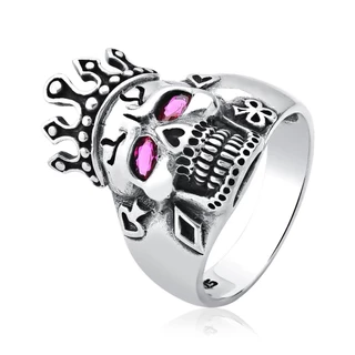 Anel Masculino de Prata 925 Caveira com Coroa em Oferta na Shopee