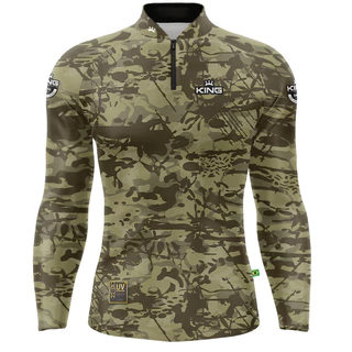 CAMISETA DE PESCA MASCULINA CAMUFLADA KING BRASIL COM PROTEÇÃO UV 50+ (NKFF301)
