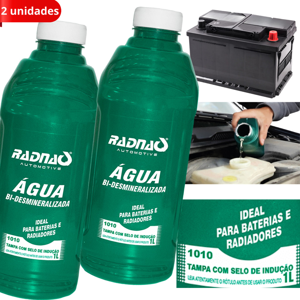 2 Agua Para Bateria e Radiador Bi Desmineralizada Radnaq 1 Litro ...