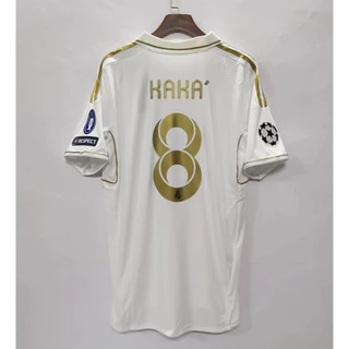 11-12 Camisetas em casa do Real Madrid Campeonato Europeu de mangas curtas Phnom Penh n ° 7 Ronaldo n ° 8 Kaká Clássico Retro Futebol Masculino