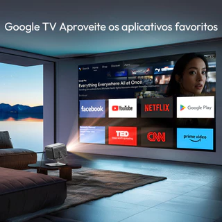 VEVSHAO V80 4K 2200 ANSI Projetor Luz Do Dia Google TV 11.0 Foco Automático Som 40W