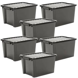 Kit 6 Caixas Organizadoras 40 Litros Reforçada Com Rodas e Travas na Tampa - Life Box em Oferta na Shopee