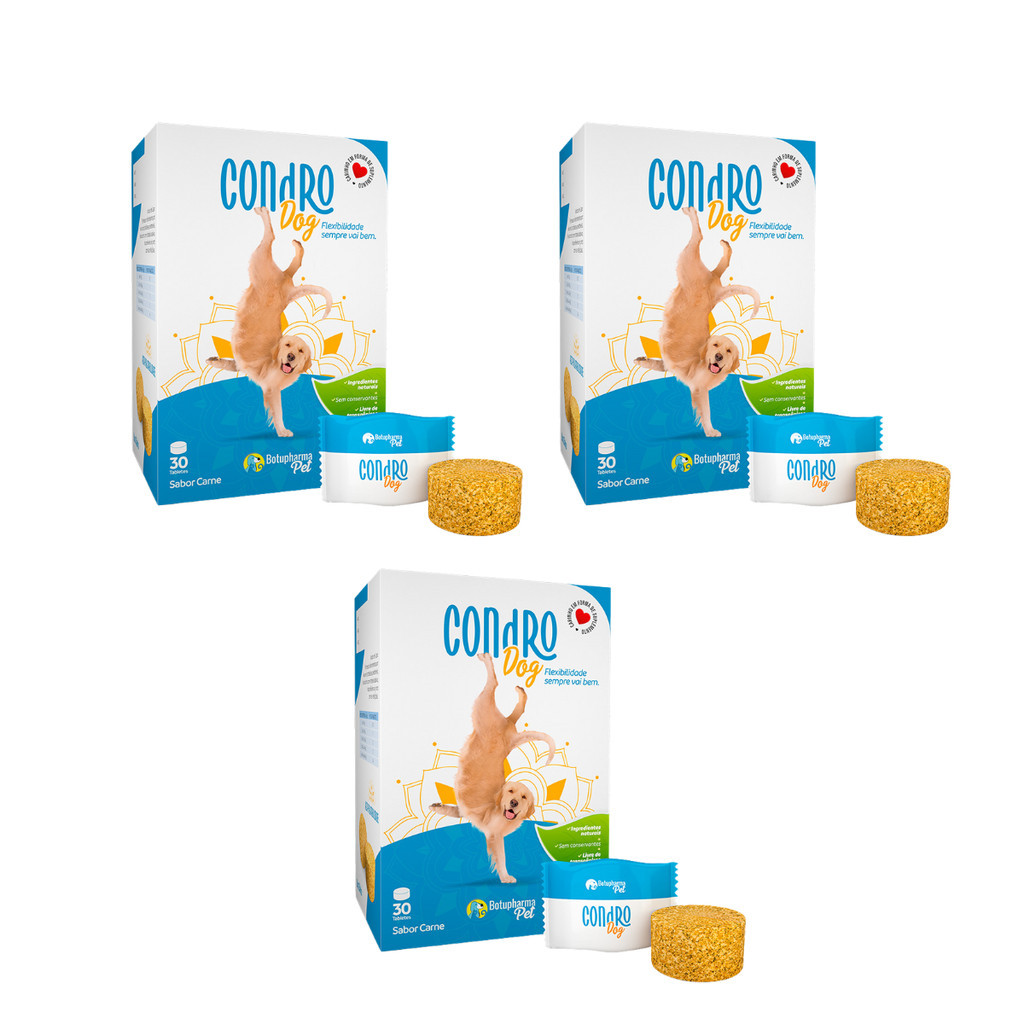 Kit 3 Condro Dog Suplemento Vitamínico Cães Botupharma 210g | Shopee Brasil