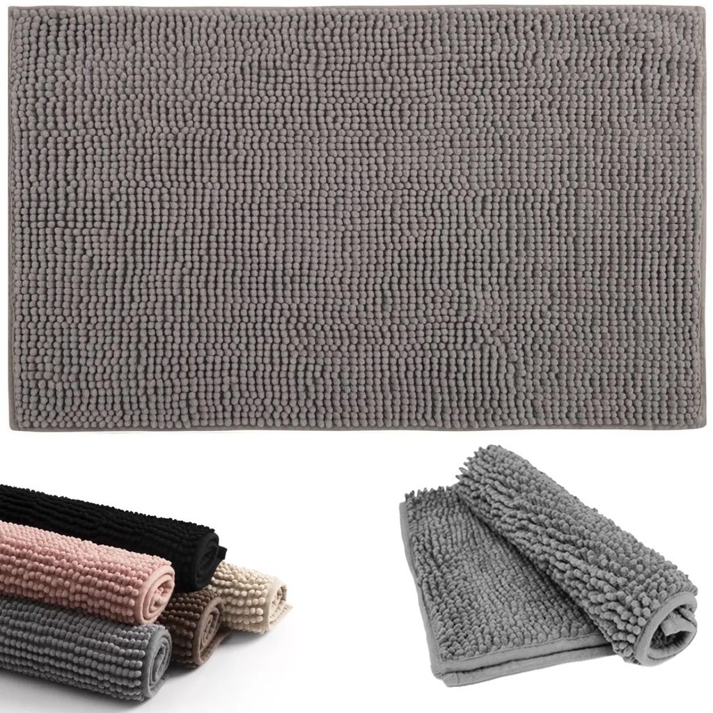 Tapete Banheiro Antiderrapante Microfibra 50x80 Bolinha Cinza Joy Kapazi Luxo Lavável