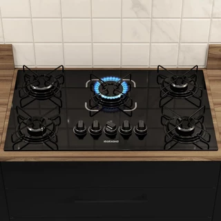 Fogão Cooktop 5 Bocas Itatiaia a Gás Essencial Vidro Temperado Preto