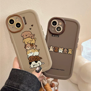 Adequado Para IPhone 11 12 Pro Max X XR XS SE 7 Plus 8 13 14 Capa De Celular Com Trela De Cachorro Fofo