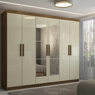 Guarda-Roupa Casal Odisseia 6 Portas 2 Gavetas com Espelho