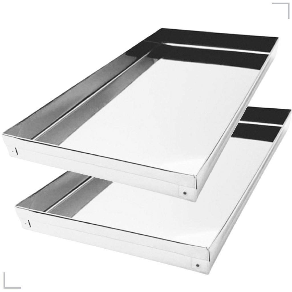 2x Bandejas Em Inox Para Estufas De Salgados 15x26x02cm Cant