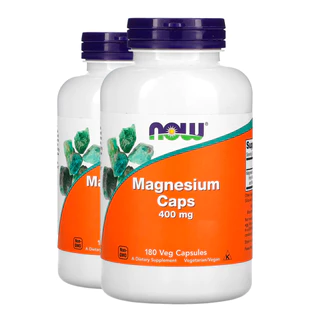 Kit 2x Magnésio Magnesium 400mg Now Foods 180 Veg Cáps Importado/Made in Usa