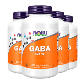 Kit 4x Ácido Gaba 500mg Now Foods com Vitamina B-6 200 Veg Caps /Made in Usa