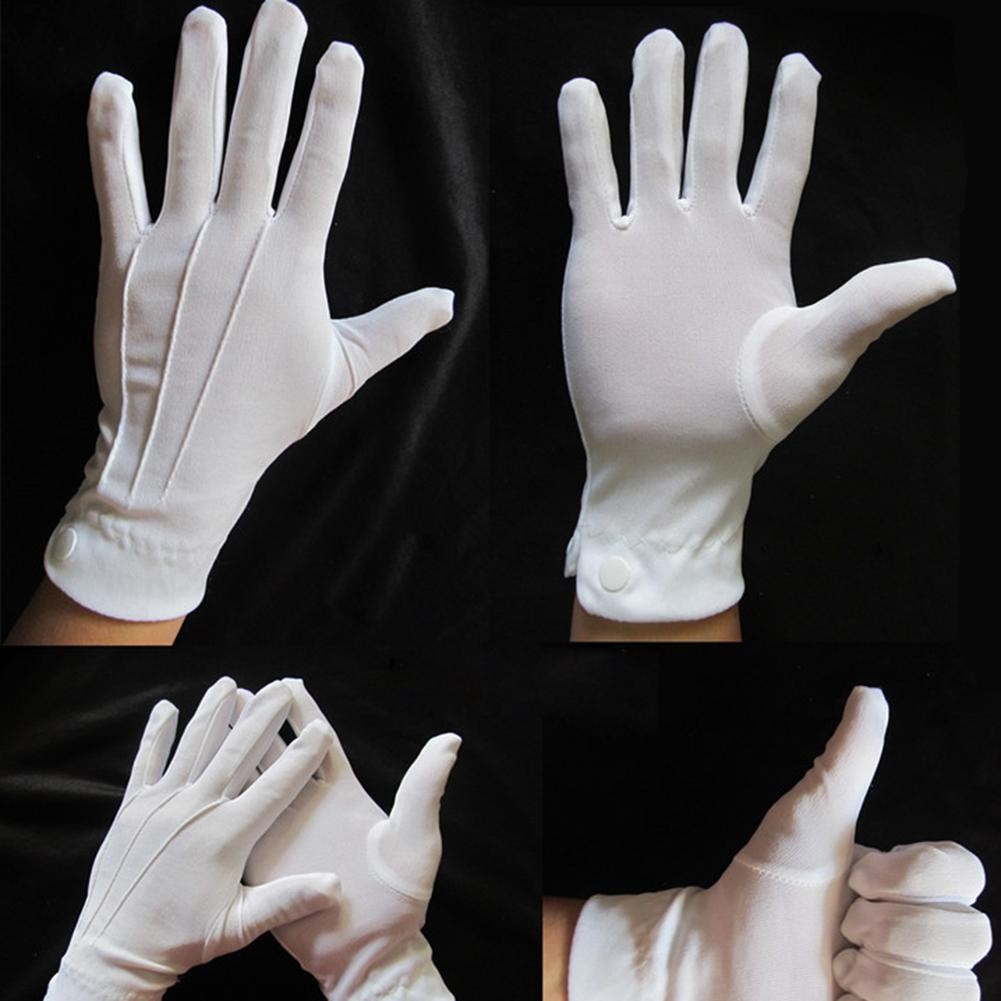 Luvas De Algodão Branco Formal Adulto Desfile De Faixa Catering F4l0 ...