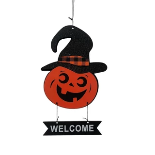 enfeite placa para pendurar Welcome - Decoração para festas de halloween