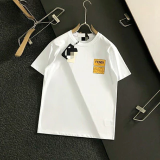 Fendi2024 Classic Fashion Casual Sports Novo Estilo Carta Impressa T-Shirt de Manga Curta Preto Homens Mulheres Casal Base T