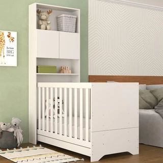 Quarto Infantil com Berço 3x1 Nina Multimóveis Branco em Oferta na Shopee
