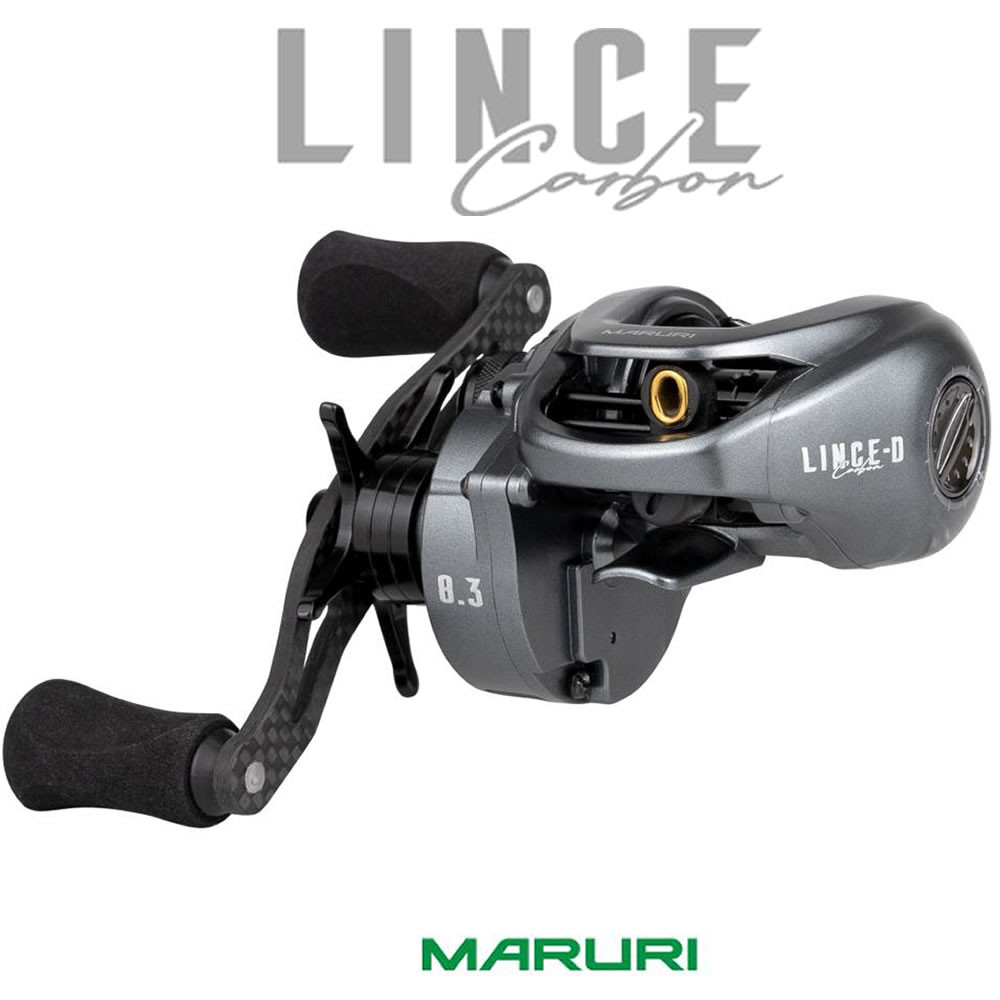 Carretilha LINCE CARBON. Pesa 135g. Rec: 8.3:1. Drag 7kg, Lançamento Maruri