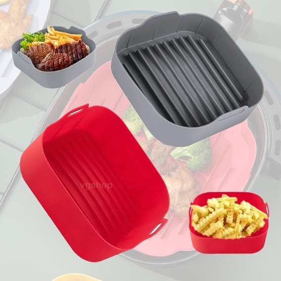KIT 5 Forma Quadrado Assadeira Para Fritadeira Air Fryer Em Silicone Flexível Lavável