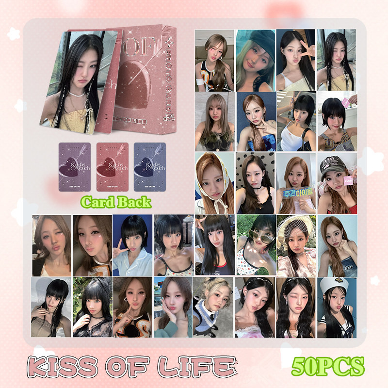 50 Pçs/Caixa KISS OF LIFE Cartão Laser Photocards Holográfico LOMO