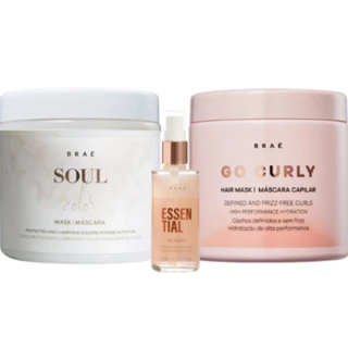 Braé Kit Mascara Soul Color Go Curly Oil Blend Trio Salon (3 Produtos)