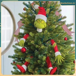 Decoração De Natal Grinch Verde Pernas Artificiais Árvore Santa Elf Enfeites De Casa