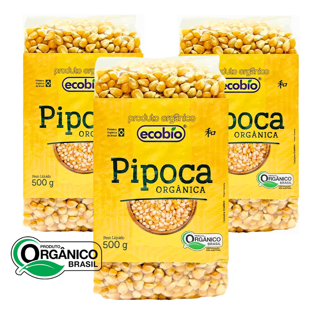 Milho para Pipoca (3 Unidades) Orgânico 500g Ecobio - Kit