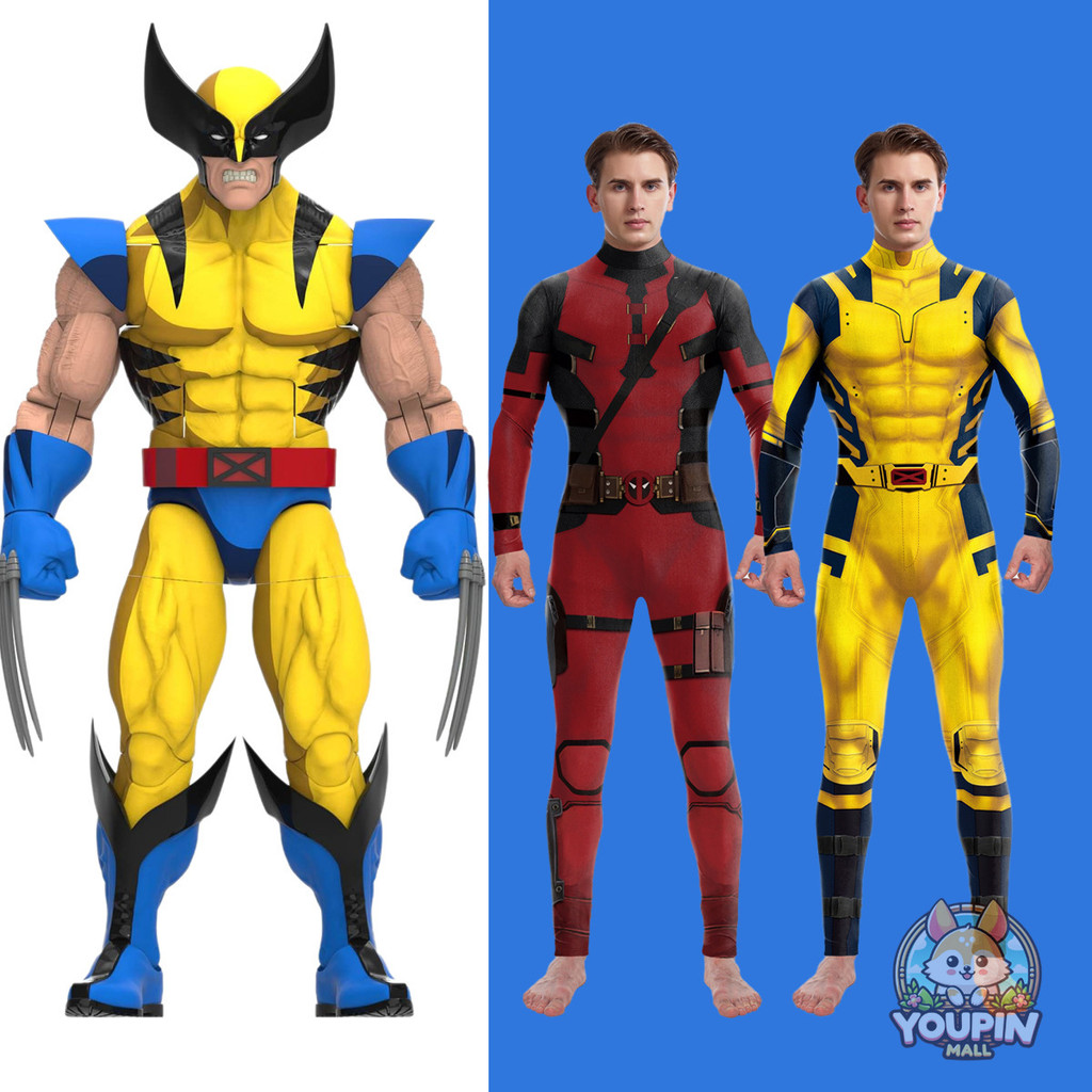 Crianças adulto desempenho traje Marvel cos Wolverine Wasp Deadpool 33D ...