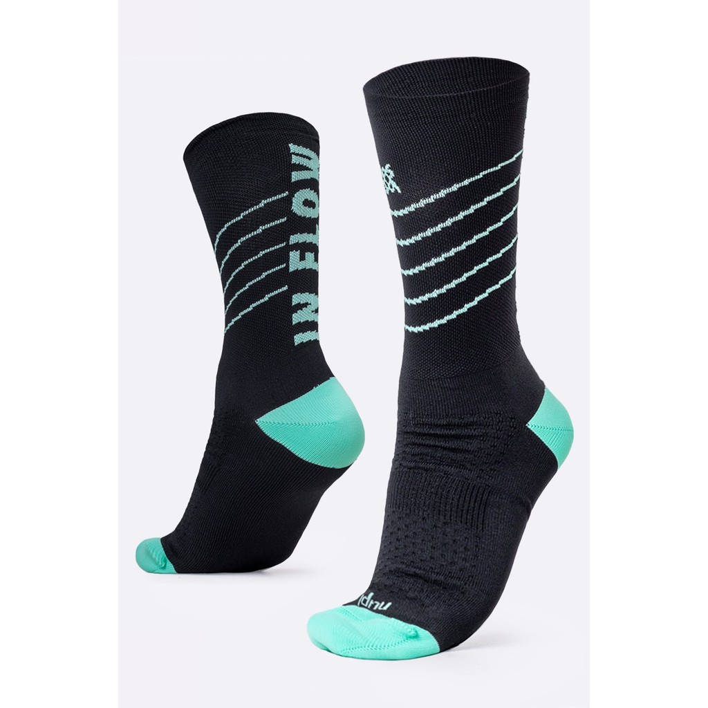Meia HUPI In Flow 1 Par Cano Médio Cor: Preto/Verde Tamanho: Plus 42-46 ...