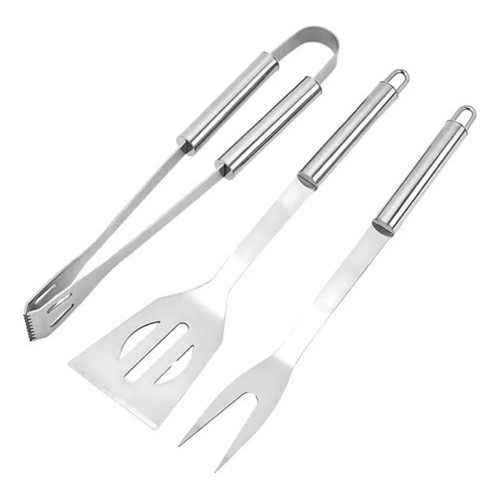 Kit Churrasqueiro Gourmet 3pcs: Espátula, Pegador, Garfo