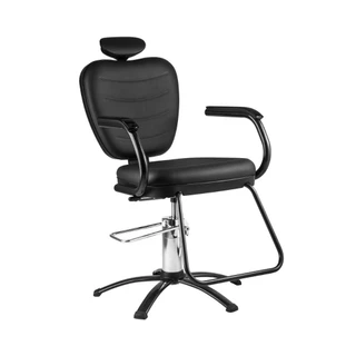 Cadeira Barbeiro Cabeleireiro Hidráulica Encosto Reclinável Preta Salão Profissional Top Dompel