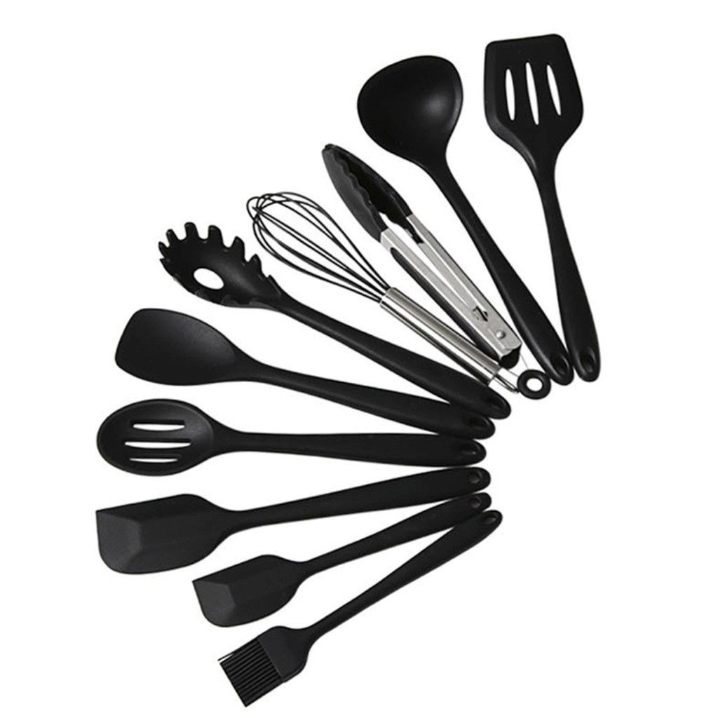 Kit 11 Utensílios De Silicone Espátula Colher Escumadeira Concha Cozinha